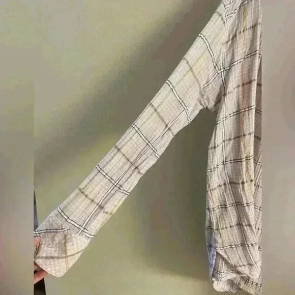 FREE PEOPLE| blouse button up cotton gold metallic string slouchy boho |‎ small - Picture 5 of 8